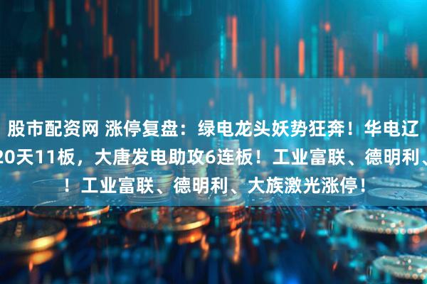 股市配资网 涨停复盘：绿电龙头妖势狂奔！华电辽能3连板，走出20天11板，大唐发电助攻6连板！工业富联、德明利、大族激光涨停！